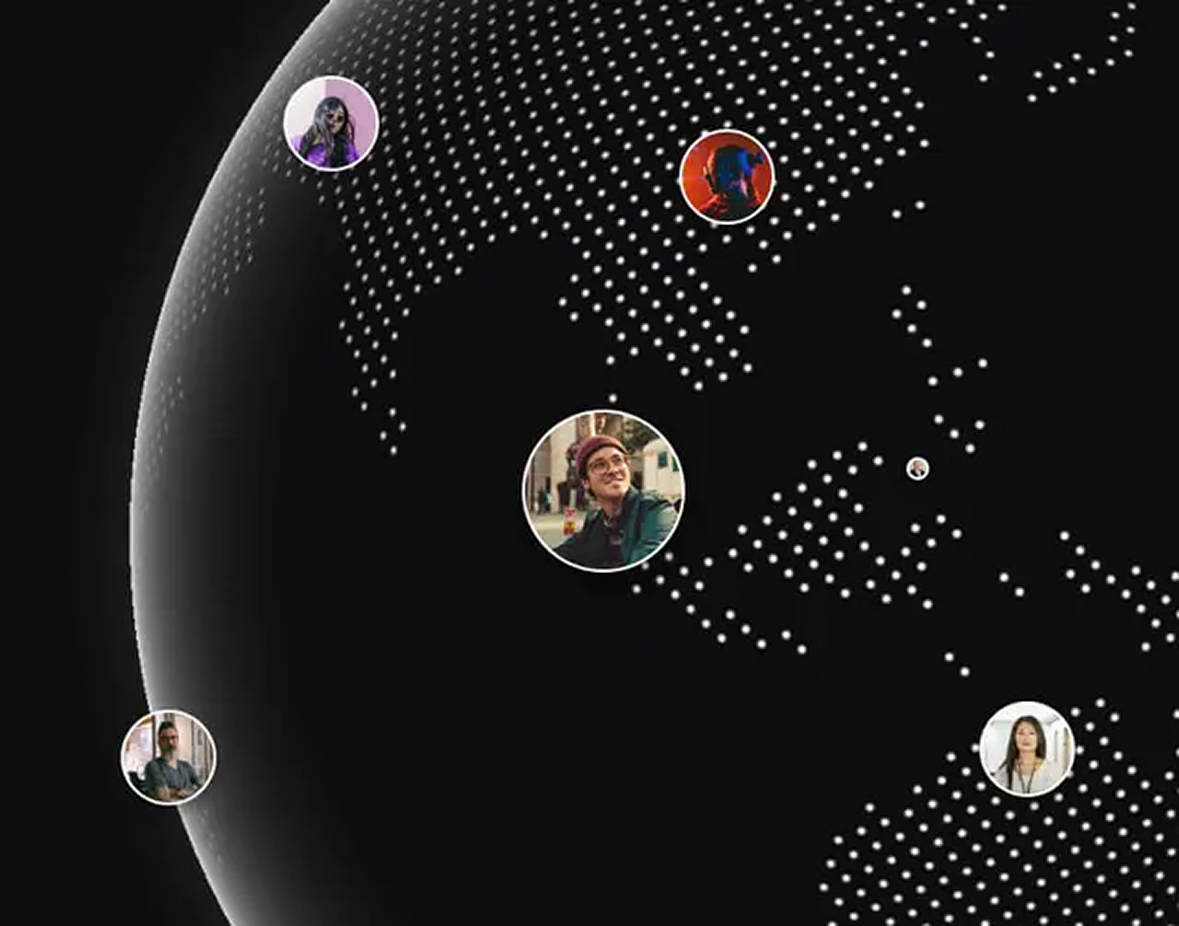 World sphere with profile dots